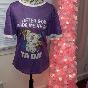 Purple Cat Graphic T-Shirt